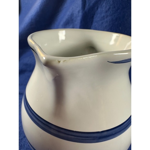 Nautica China Vintage NAVY BLUE Signature pattern 48 oz. Water/Lemonade PITCHER - Picture 4 of 5